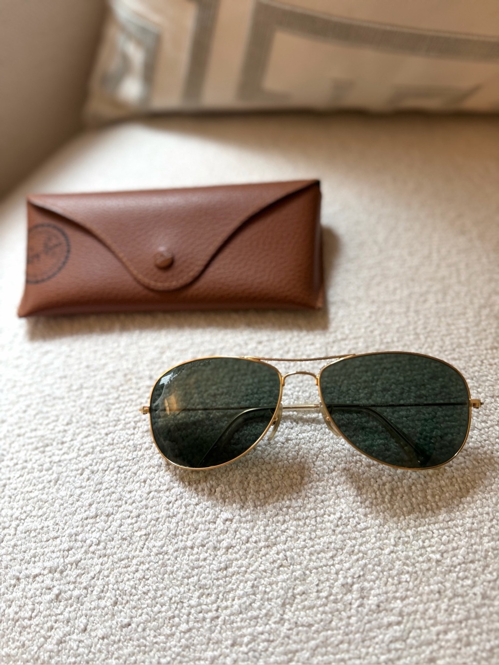 Ray Ban Cockpit Aviator Sunglasses, Gold Frame/Green Lenses RB 3362 001 59014 3N